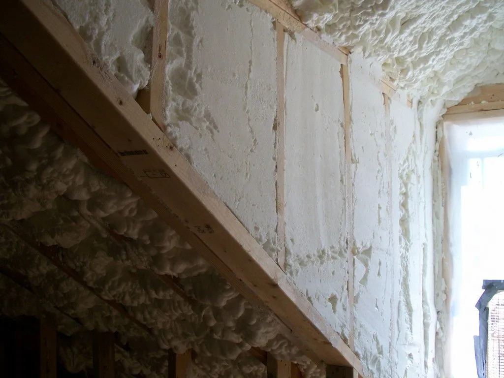 Attic spray foam insulation Kokomo roof deck and knee wall project