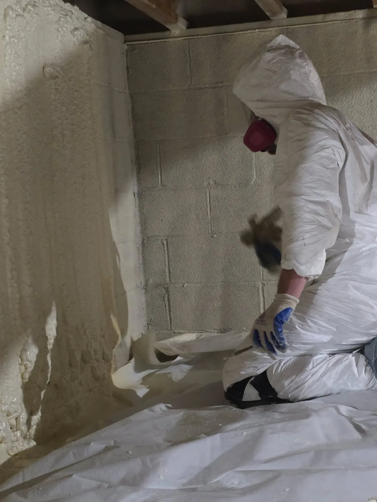 Crawl space spray foam insulation Kokomo block wall encapsulation