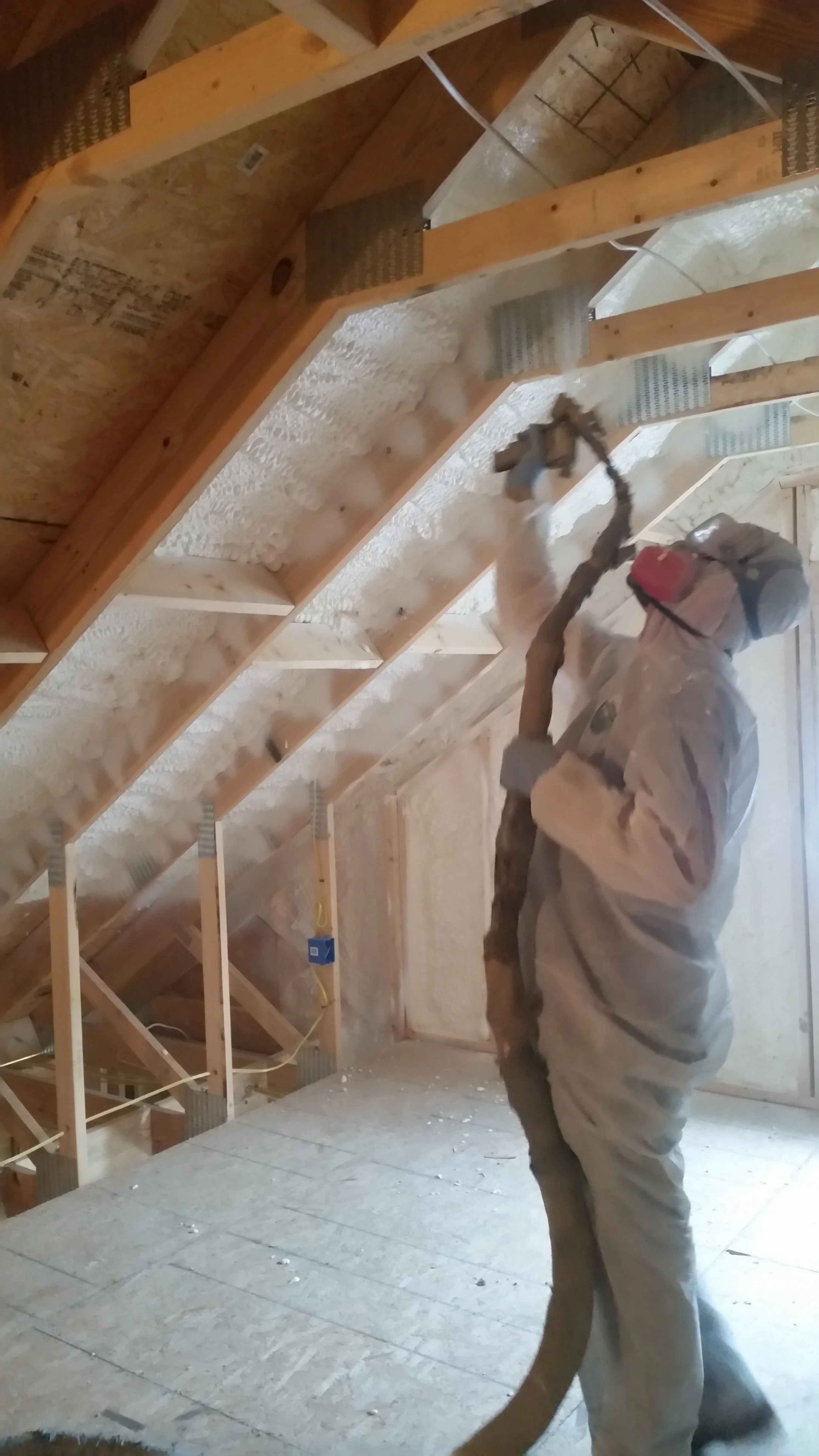 Roof deck spray foam